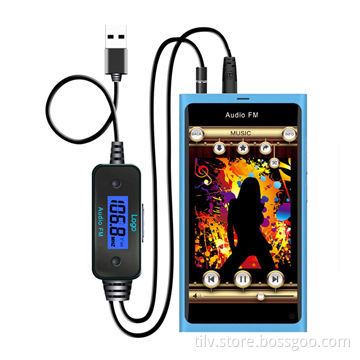 3.5mm audio wired FM Transmitter with micro usb cable charger function for smartphone